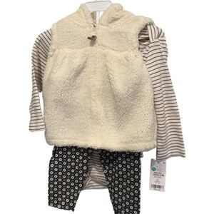 Carter’s Cream Fleece 3 Piece Set Vest Top and Leggings Size 18 Month